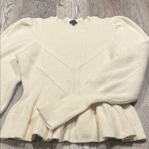 Express Cream Ribbed Knit Sweater Size Large